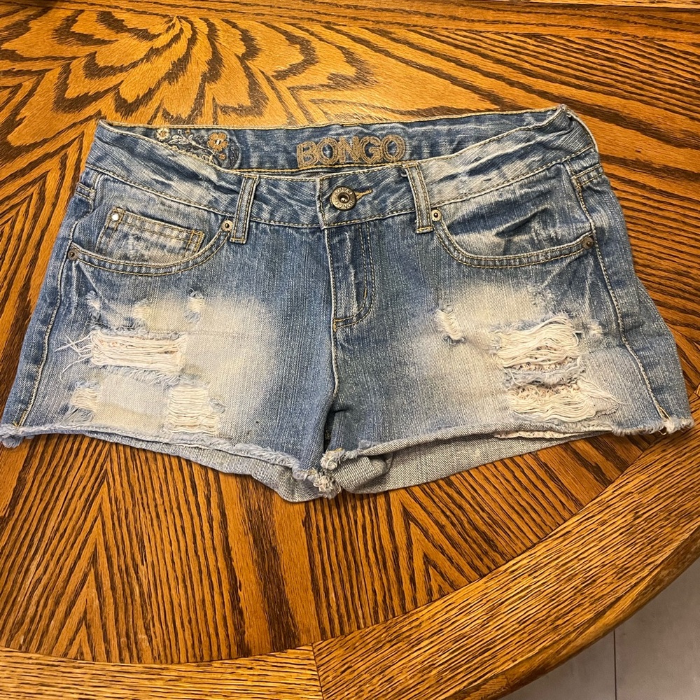 Bongo Women's Distressed Denim Shorts - Blue - Size 9